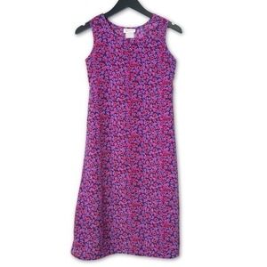 Vintage Bonnie‎ Jean Dress Girls 12 Purple Pink Floral Print Sleeveless Midi